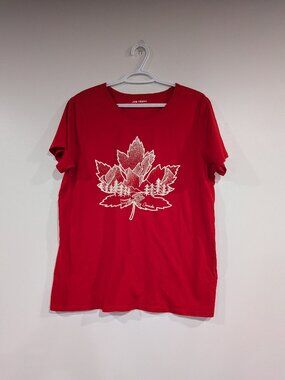 Joe Fresh Maple Leaf Canada Graphic Tee Red White Size XL